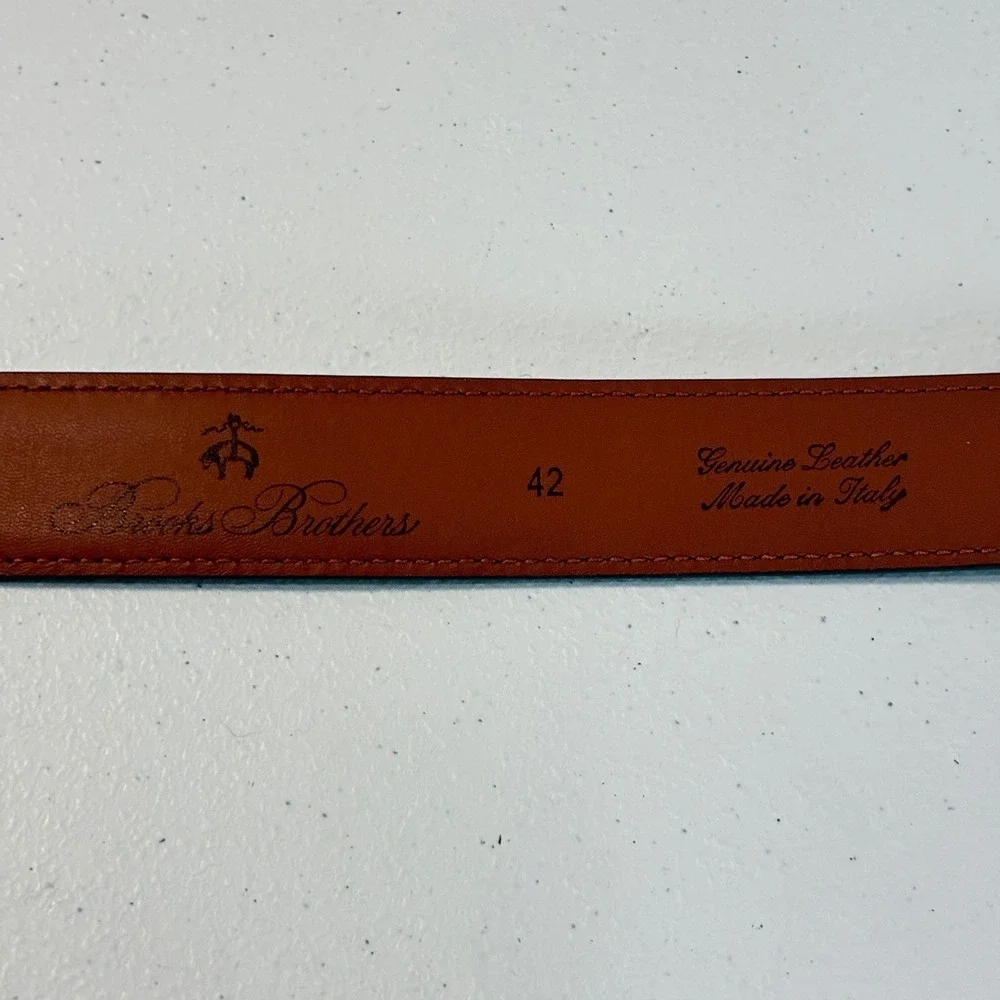 Brooks Brothers Leather Belt Mens 42 Dark Brown Gold Buckle Italy Classic Preppy
